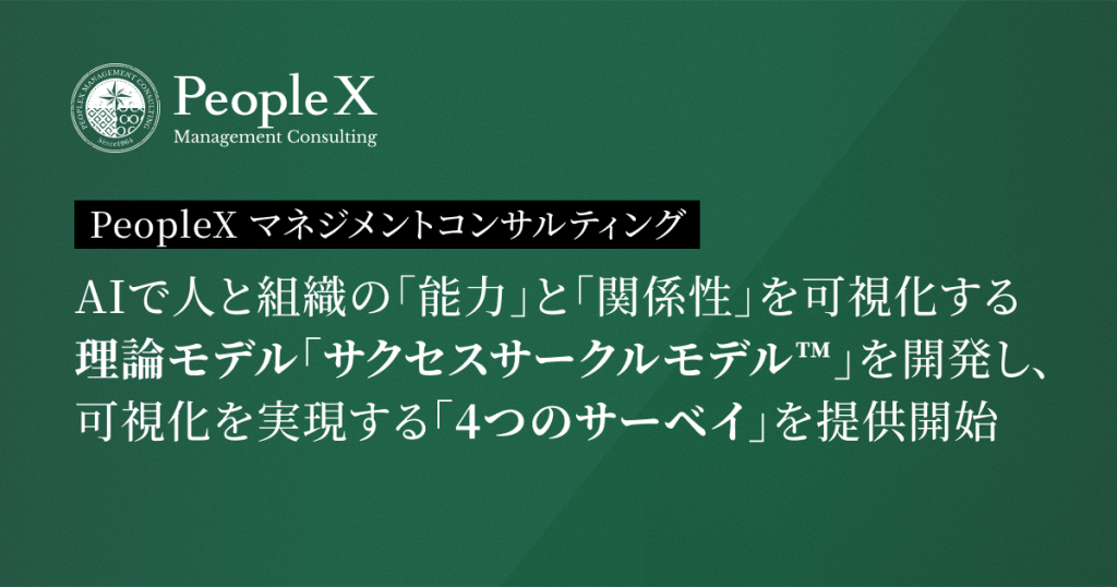 PeopleX マネジメントコンサルティング、AIで人と組織の「能力」と「関係性」を可視化する理論モデル「サクセスサークルモデル™」を開発し、可視化を実現する「4つのサーベイ」を提供開始
